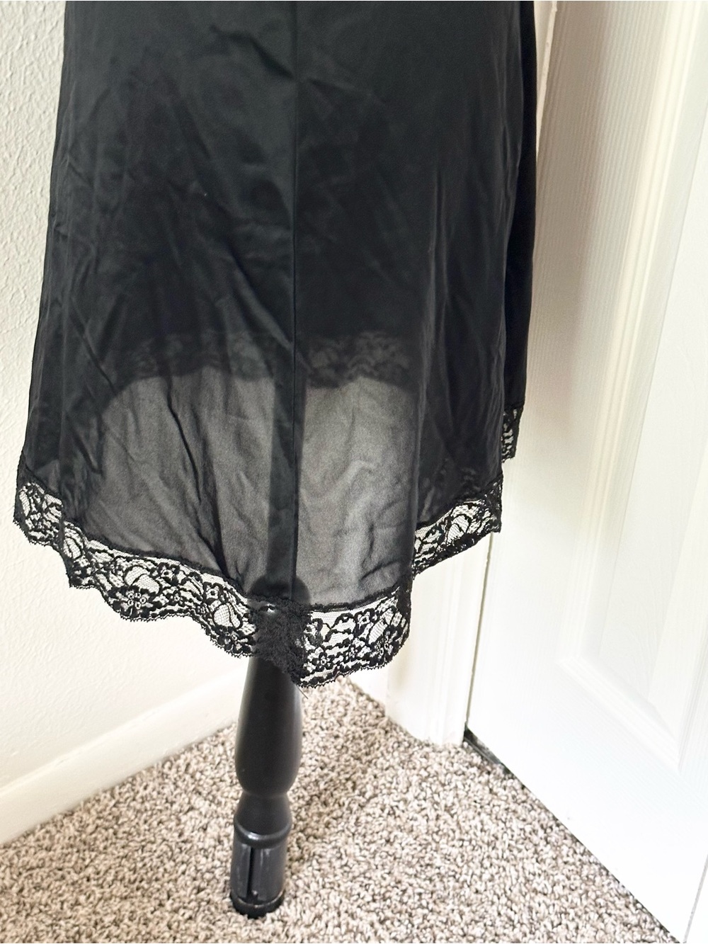 Vintage 1970s vanity affair, black Lacey slip night dress lingerie - Picture 5 of 12